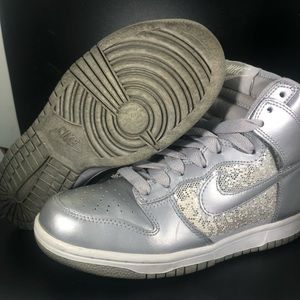Nike SB Dunk High Metallic Silver Glitter Sneakers